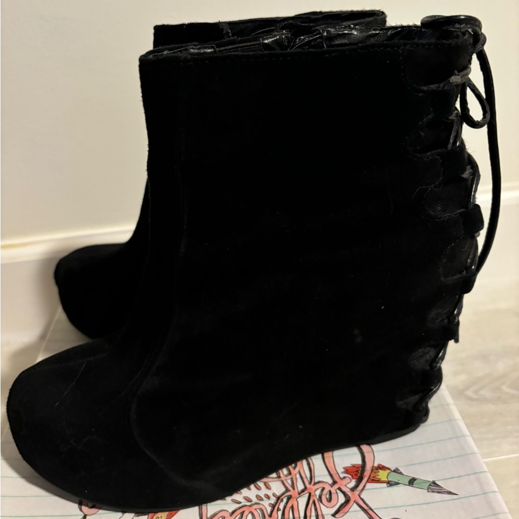 Jeffrey Campbell Suede Lace Up Back Platform Boots Size 9